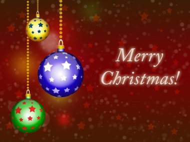 Noel topları ile arka plan. Yeni yıl çizim.