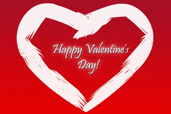 Happy valentines day lettering background. White heart on red background. — Stock Photo, Image