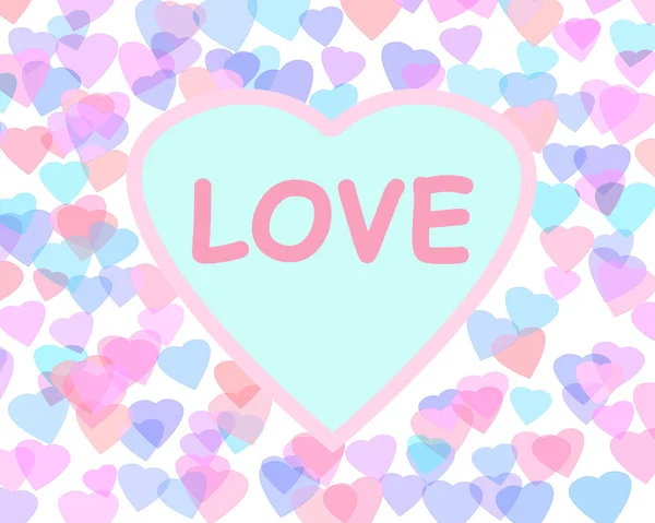 Fröhlicher Valentinstag Hintergrund mit farbigen Herzen. Romantische Illustration. herzförmiger Rahmen. — Stockfoto
