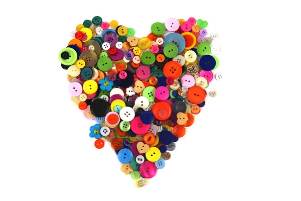 Forma de coração feito de botões de haberdashery — Fotografia de Stock