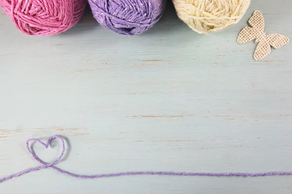 Wool or yarn duck egg crafts background. Stock Image