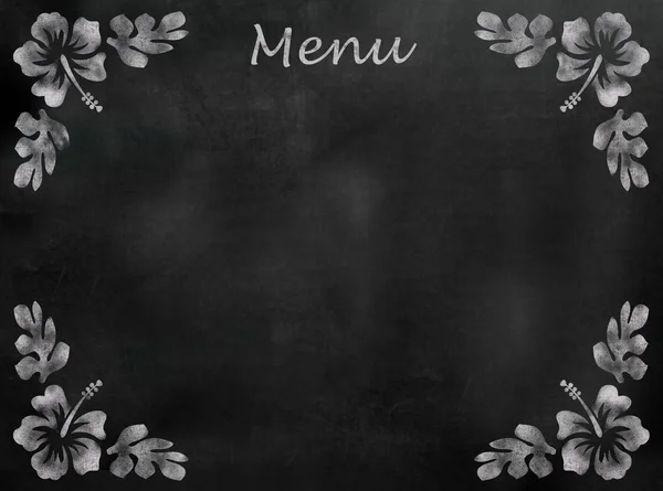 Menu schoolbord met Hibiscus Bloemenrand — Stockfoto