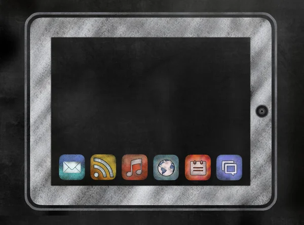 Táblára, vagy Chalkboard tabletta és app-ikonok — Stock Fotó