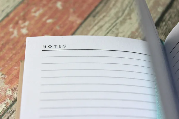 Open blank Notes page of diary, close up. — Stock Photo, Image