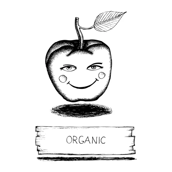 Frutas orgánicas. Manzana — Vector de stock