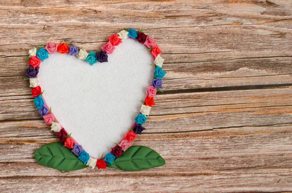 Heart Shaped Card Frame Hearts Wooden Table — Foto de Stock