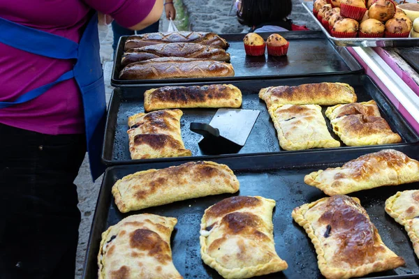 Préparation Pains Sucrés Dans Étal Rue Mexique — Photo