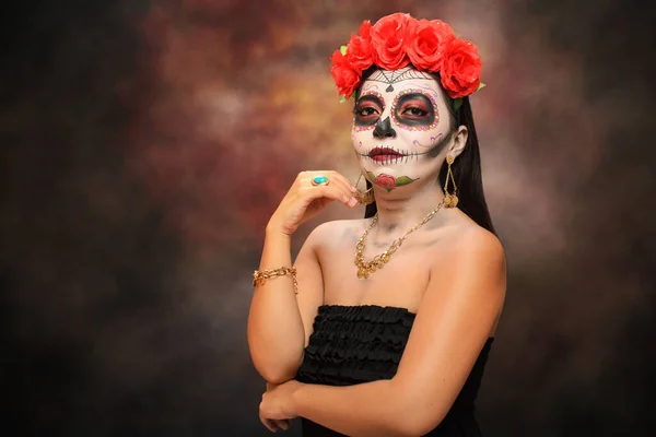 Portré Catrina Tipikus Mexikói Karakter Képviselője Nap Halál — Stock Fotó