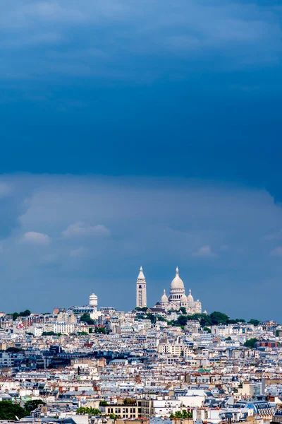 Vista Aérea Lejana Colina Famosa Basílica Del Sagrado Corazón Montmartre — Foto de Stock