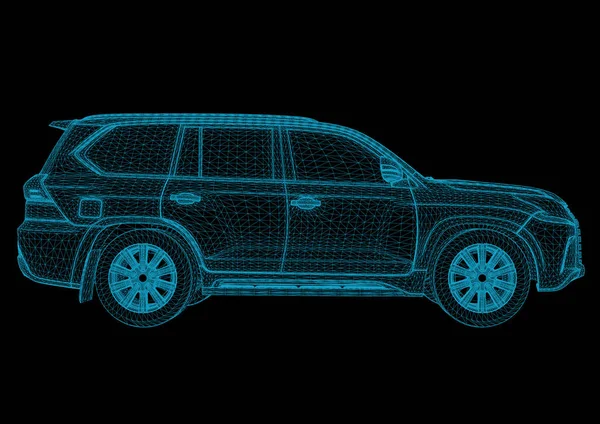 Modelo Ostenta Sedan Premium Ilustração Vetorial Forma Uma Grade Triangular —  Vetores de Stock