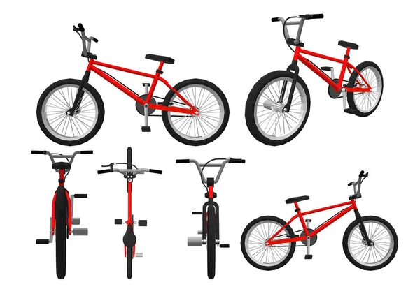 Isometrisches Rendering Fahrrad Aus Verschiedenen Orthographischen Winkeln — Stockvektor