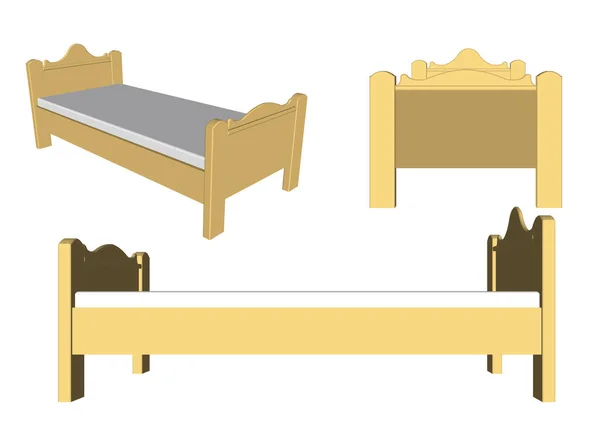 Vektor Illustration Von Polstermöbeln Betten Vier Verschiedenen Farben Beige Braun — Stockvektor