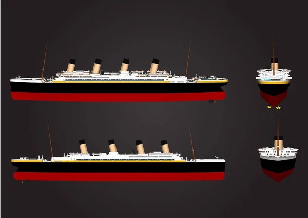 Sinking Titanic legendary colossal boat monumental big ship symbol icon flatten isolated illustration master vector