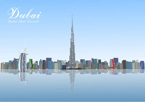 Skyline Dubai Con Panorama Fondo Del Cielo Ilustración Vectorial Concepto — Vector de stock
