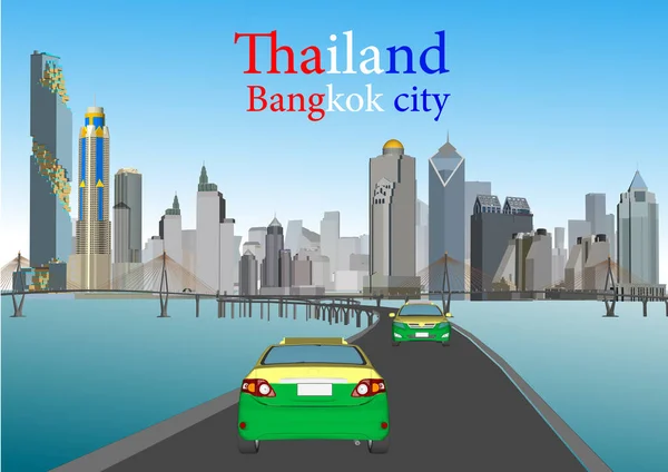 Bangkok Night Skyline Thailand Vector Illustration Business Travel Tourism — Wektor stockowy