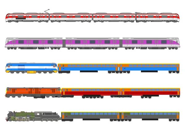 Mavi modern trenin izole edilmiş planı. Yan, üst ve ön manzara. Gerçekçi 3 boyutlu lokomotif. Demiryolu aracı. Demiryolu köylüleri taşımacılığı. Vektör illüstrasyonu