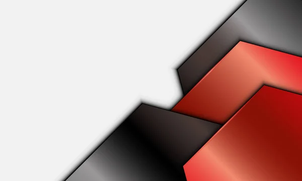 Beyaz arka planda soyut kırmızı ve siyah metalik geometrik çakışma katmanı. Sancak web şablonunuz için teknoloji biçimi.