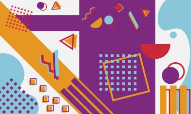 Beyaz arka planda soyut geometrik şekilli memphis tarzı. Sunumunuzu tasarlayın.