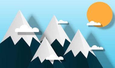 Kağıt tarzı arka planda dağ. Duvar kağıdınız için en iyi tasarım.