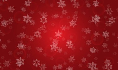 Kırmızı arka planda soyut noel kar taneleri. Bir cep telefonu için arka plan.