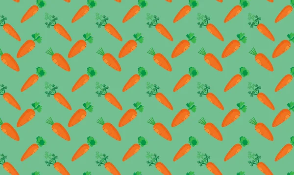 Zanahoria Fresca Vegetal Patrón Sin Costuras Sobre Fondo Verde Patrón — Vector de stock