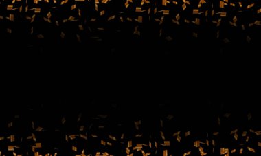 Siyah arka planda altın konfeti. İş tasarımınız için yeni biçim.