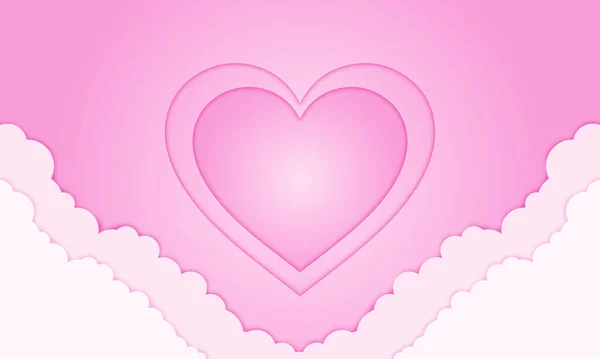 Pink Heart Hand Cloud Paper Style Valentine Day Business Design — Vector de stock