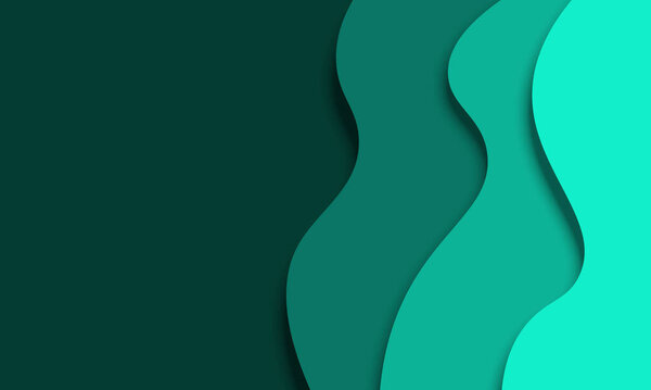Abstract green paper cut wave background. Textured pattern for websites, banners.