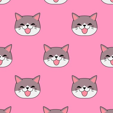 Pembe arka planda kusursuz şekilde gülümseyen kedi. Hediye paketi için en iyi tasarım. Vektör illüstrasyonu.