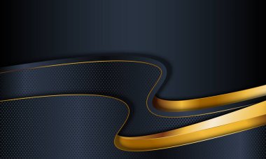 Lükslü, koyu, dalgalı, altın çizgileri olan. Vektör çizimi. iş tasarımınız için.