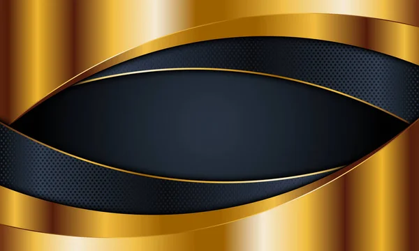 Fond Abstrait Marine Sombre Rayures Courbes Dorées Illustration Vectorielle Design — Image vectorielle