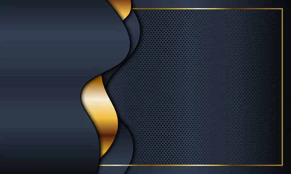 Abstrakte Dunkel Marineblaue Welle Mit Goldenem Hintergrund Vektorillustration Neues Template — Stockvektor