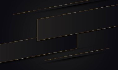 Soyut siyah çizgili afiş, altın çizgili arka plan. Vektör çizimi. Pankart için arkaplan.