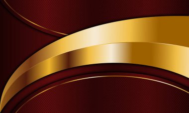 Kırmızı metal ve altın kıvrımlı çizgili arka plan. Vektör çizimi. Tasarım için lüks arkaplan.