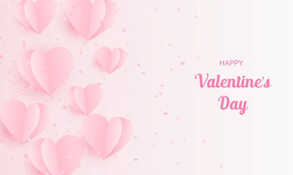 День Святого Валентина Фон Бумажными Сердцами Лепестками Цветов Векторная Иллюстрация — стоковый вектор