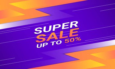 Turuncu ve mavi çizgili indirimli afiş arkaplanı. Vektör illüstrasyonu.