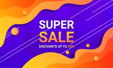 Portakal suyu ve beyaz çizgileri olan satış afişi. Vektör illüstrasyonu.