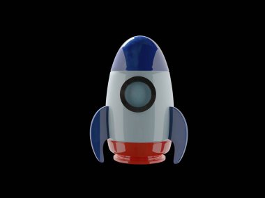 Üç boyutlu roket çizgi filmi. 3B resimleme.