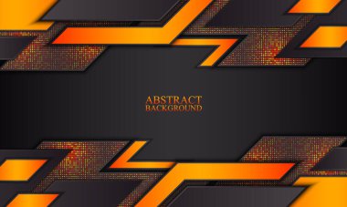 Siyah ve turuncu çizgili soyut teknoloji arka planı.