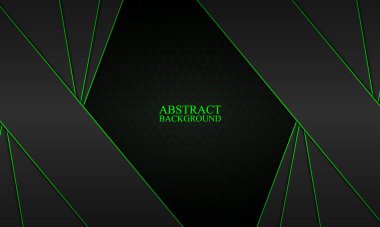 Yeşil çizgilerle örtüşen soyut siyah çizgiler.