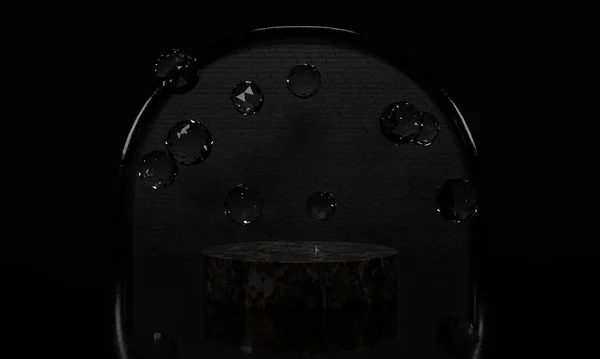 Современный Черный Макет Подиума Рендеринг — стоковое фото