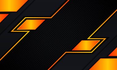 Sarı çizgili ve çizgili soyut karanlık teknoloji. Vektör illüstrasyonu.