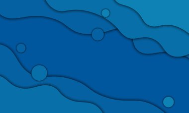 Soyut mavi dalga kağıt tarzı arka plan. Vektör illüstrasyonu.