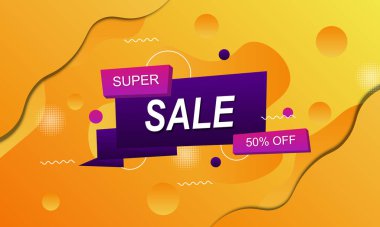 Turuncu gradyan sıvı şekilli arka plan indirimi. Soyut afiş arkaplanı. Vektör illüstrasyonu.