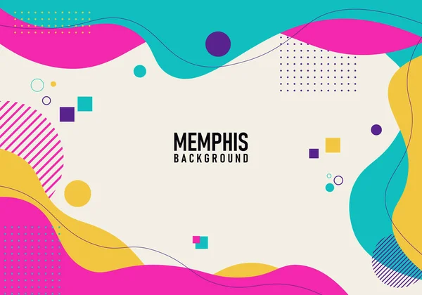 Renkli modern Memphis geçmişi. Vektör çizimi. Soyut arkaplan.
