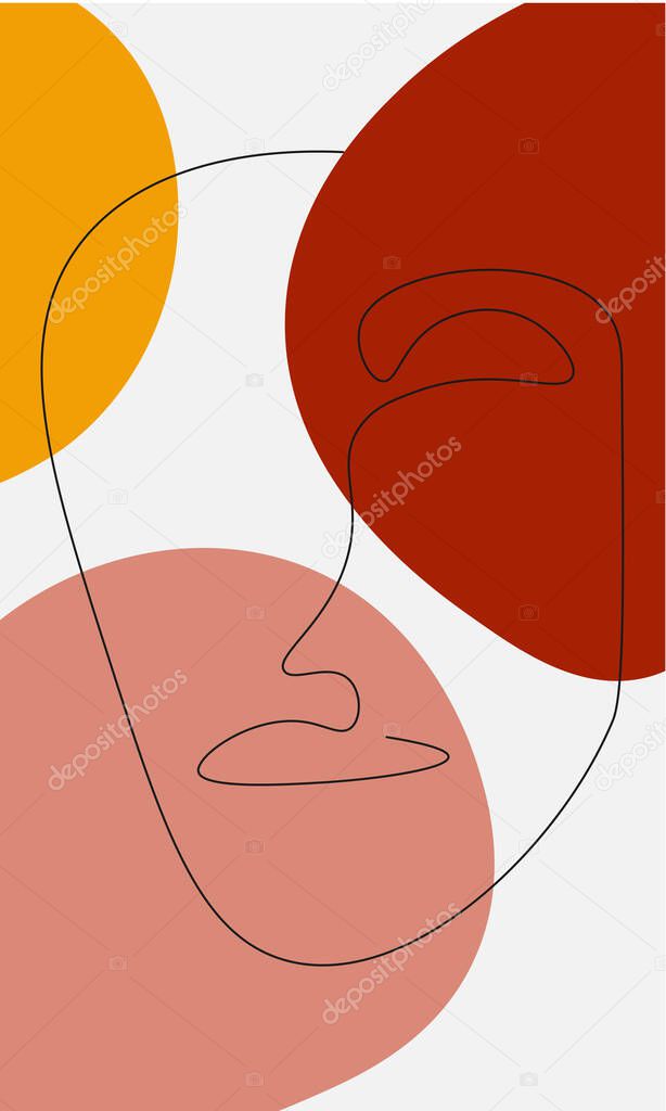 Abstract minimalist art face background. Vector illustration. Abstract background.