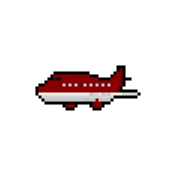 Pixel Art Avión Aire Blanco Rojo Ilustración Vectorial — Vector de stock