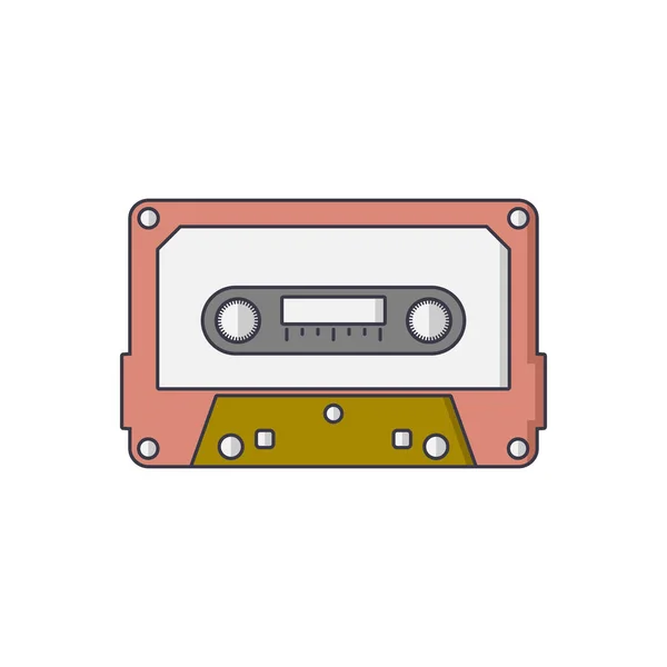 Platte Icoon Cassette Vectorillustratie — Stockvector
