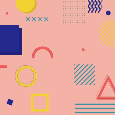 Soyut düz memphis geçmişi. Vektör çizimi. Soyut arkaplan.