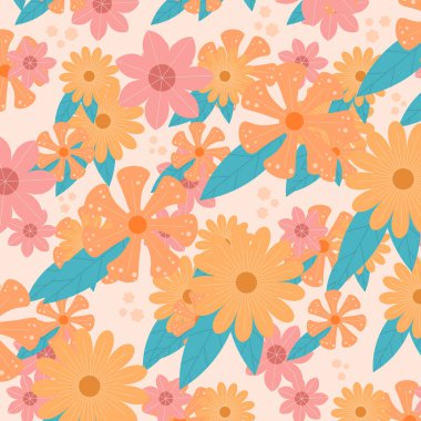 Soyut çiçek desenli arka plan. Vektör çizimi. Soyut arkaplan.